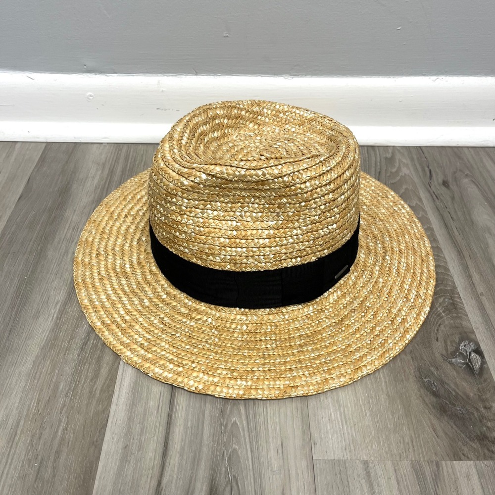Brixton Hat Women's M 7 1/4 Joanna Tan Wheat Straw Wide Brim Boater